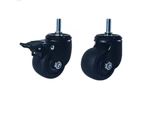 Usine longue tige 30 40 50 mm roulettes pivotantes en plastique noir pour meubles petites armoires